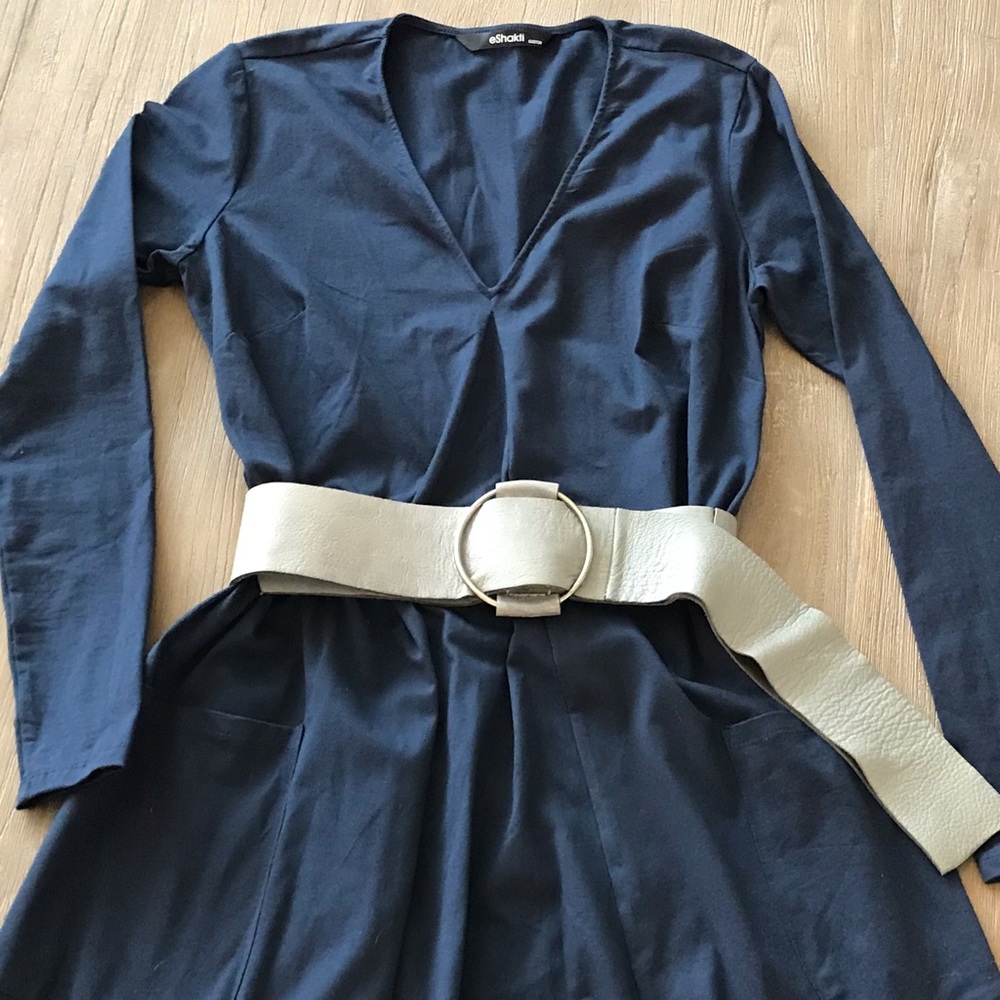 NWOT Eshakti Custom Knit A-Line Dress In Blue